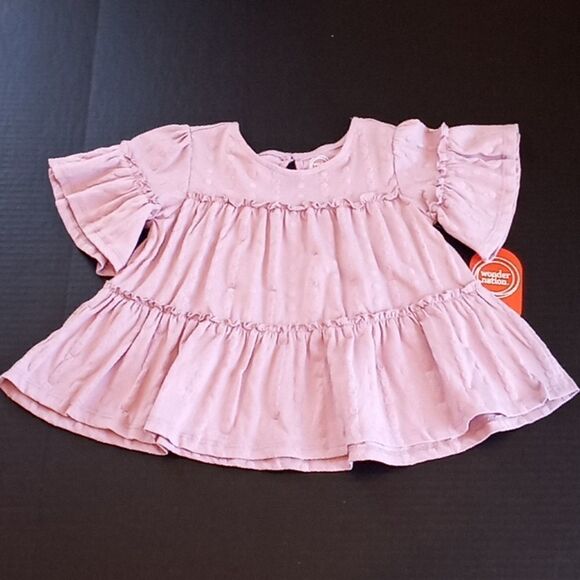 GIRLS PUFFED PRINTED Tiered Swing Top Shirt Size XS - Picture 1 of 6